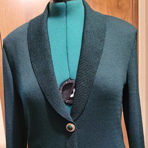 St John Essentials by Marie Gray Hunter Green Santana Knit Size 4 Blazer